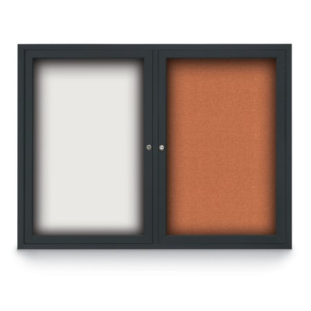 UNITED VISUAL PRODUCTS Decor Wood Combo Board, 60"x48", Light Oak/Black Porcelain & Black UV704DEFAB-LTOAK-BLKPORC-BLACK